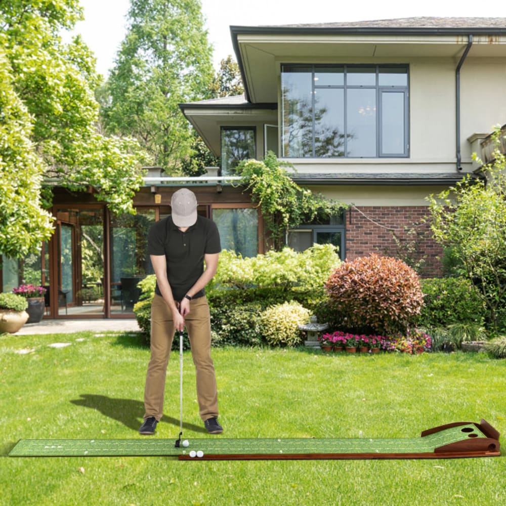 Golf Putting Mat Practice Training Aid With Auto Ball Return And 2/3 Hole Sizes_voghion.com